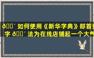🌴 如何使用《新华字典》部首查字 🌴 法为在线店铺起一个大气的名字